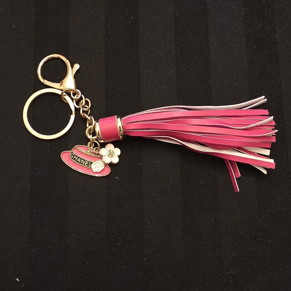 Ooak Handmade Upcycled Chanel Pink Tassel Zipper Pull Keychain